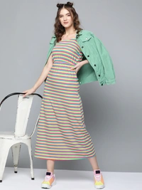 Sassafaras Rainbow Stripes Strappy Maxi Dress - XS, Multicolor