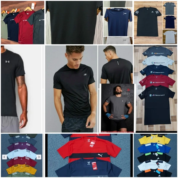 BS2001-Set Of 5pcs@179/Pc-Sports Matty Half Sleeves T-shirt-BS2001-RM18-MD-MC-50 - 5XL, Mix (Assorted)