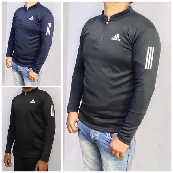 AZT0001 Polyster Fleece Full T-shirts @207 Per Pc. - Black - M L XL XXL(SET OF 4PCS)