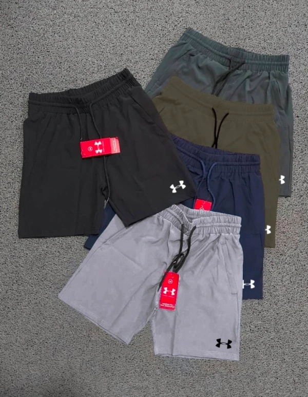 UA7501-Set Of 4 Pcs@170/Pc- Sports NS Lycra Fabric Shorts-UA7501-AN13-S02-DGY - M-1, L-1, XL-1, XXL-1, Dark Grey