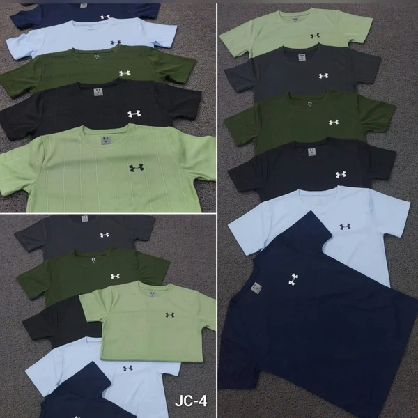 JC0004 Sports Drifit Jacquard Fabric Half Sleeves T-Shirts @155 Per Pc. - Black Navy Dark Grey Sky Blue Olive & Pista - Set of 4 Pcs - 6 Set 