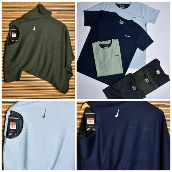 JC0001 Sports Drifit Jacquard Fabric Half Sleeves T-Shirts @160 Per Pc. - Olive - M L XL XXL(Set of 4Pcs)