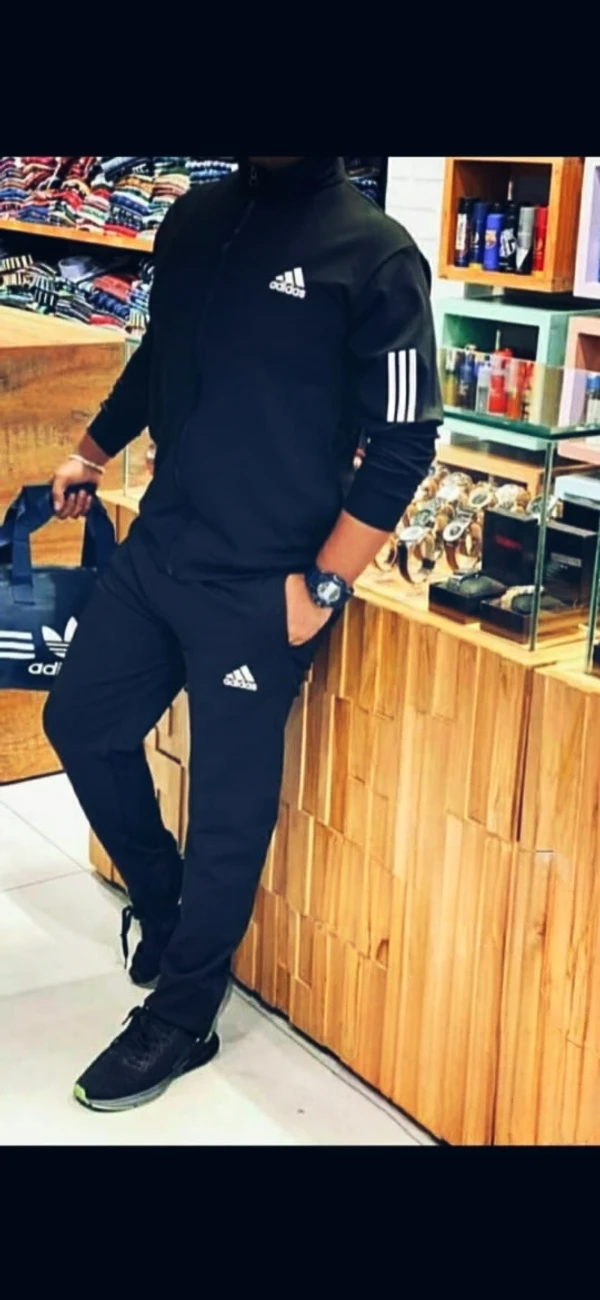 AD5502-Set Of 4 Pcs@655/Pc-Sports Imported 4 Way Lycra Fabric Tracksuit-AD5502-TL26-S02-BLK - M-1, L-1, XL-1, XXL-1, Black - M L XL XXL(SET OF 4PCS), Black