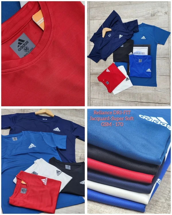 JC0003 Sports Reliance Drifit Jacquard Fabric Half Sleeves T-Shirts @160 Per Pc. - Red - M L XL(Set Of 3 Pcs)