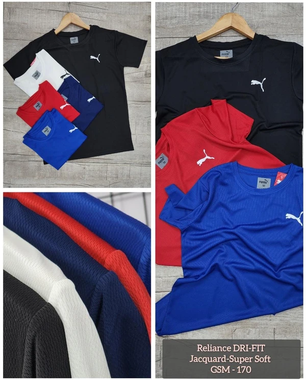 JC0002 Sports Reliance Drifit Jacquard Fabric Half Sleeves T-Shirts @160 Per Pc. - Royal Blue - M L XL(Set Of 3 Pcs)