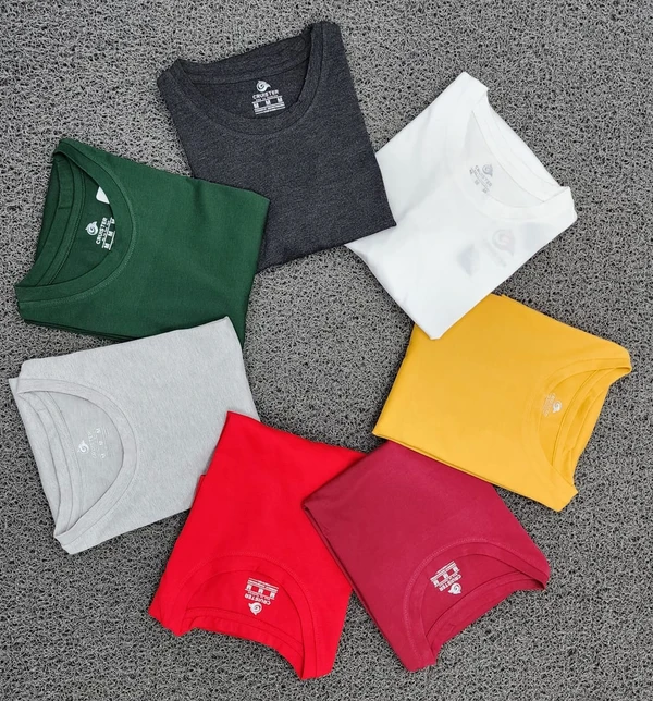 PL2001-Set Of 4 Pcs@147/Pc-Cotton Fabric Round Neck Half Sleeves T-Shirt-PL2001-RC18-S01-BGR - M-1, L-1, XL-1, XXL-1, Bottle Green