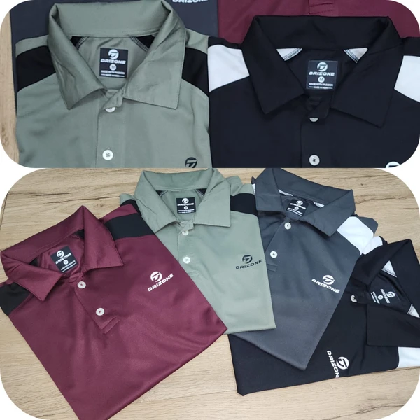 DZ2001-Set Of 4 Pcs@179/Pc-Sports Drifit Fabric Half Sleeves Polo T-Shirt - M-4, L-4, XL-4, XXL-4, Black, Dark Grey, Wine, Olive