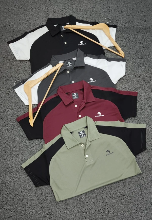 DZ2001-Set Of 4 Pcs@179/Pc-Sports Drifit Fabric Half Sleeves Polo T-Shirt - M-4, L-4, XL-4, XXL-4, Black, Dark Grey, Wine, Olive