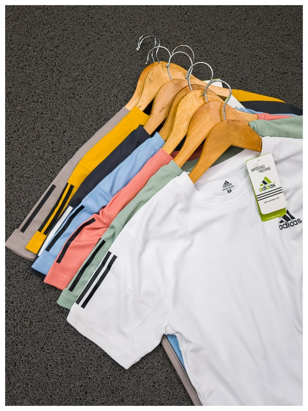 AD2002-Set Of 4 Pcs@ 175/Pc-Sports Drifit Matty Fabric Half Sleeves T-Shirt-AD2002-RM22-S02-PST - M-1, L-1, XL-1, XXL-1, Pista