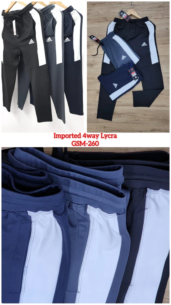 AD8505-Set Of 5 Pcs@288/Pc-Sports Imported 4 Way Lycra Fabric Lower-AD8505-AL26-S01-DGY - M-1, L-1, XL-1, XXL-1, Dark Grey