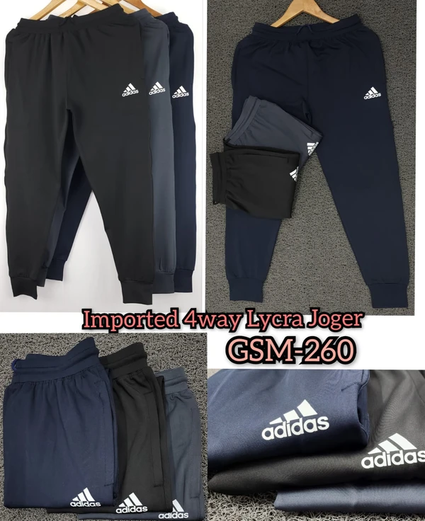 AD9501-Set Of 4 Pcs@294/Pc-Sports Imported 4 Way Lycra Fabric Jogger-AD9501-AL26-S02-BLK - M-1, L-1, XL-1, XXL-1, Black
