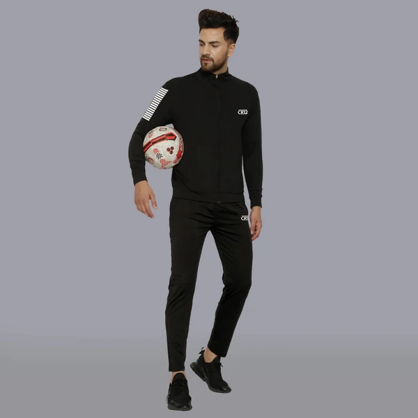 CR5502-Set Of 4 Pcs@655/Pc-Sports Imported 4 Way Lycra Fabric Tracksuit-CR5501-TL26-S02-BLK - M-1, L-1, XL-1, XXL-1, Black