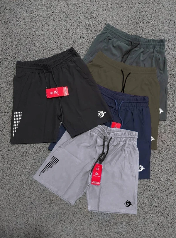 CR7502-Set Of 4 Pcs@170/Pc- Sports NS Lycra Fabric Shorts-CR7502-AN13-S02-DOL - M-1, L-1, XL-1, XXL-1, Dark Olive