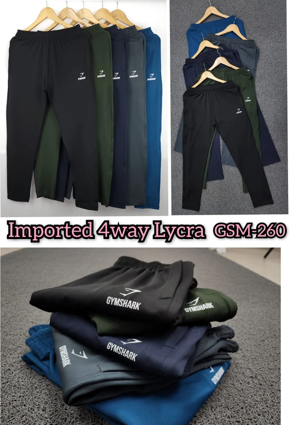 GS8501-Set Of 4 Pcs@288/Pc-Sports Imported 4 Way Lycra Fabric Lower-GS8501-AL26-S02-DGY - M-1, L-1, XL-1, XXL-1, Dark Grey