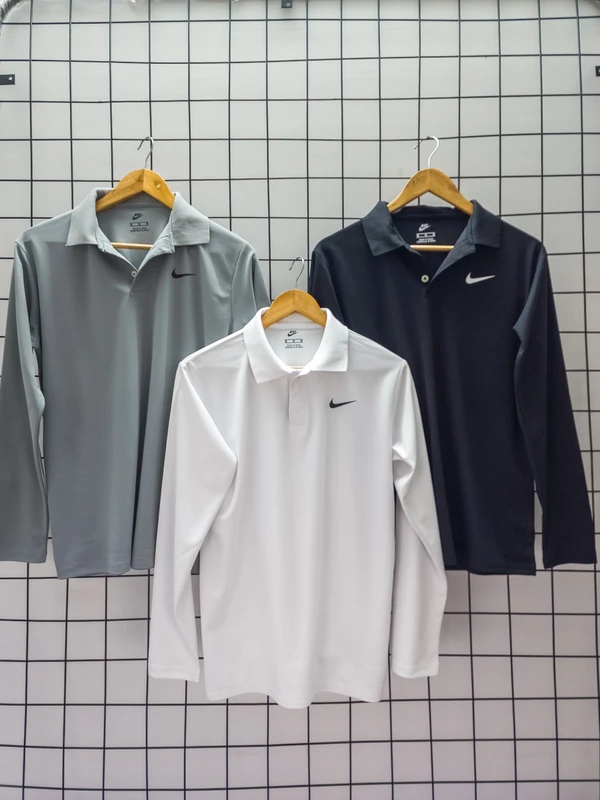 NK3001-Set Of 4 Pcs@230/Pc-Sports Drifit Matty Fabric Full Sleeves Polo T-Shirt-NK3001-CM18-S02-WHT - M-1, L-1, XL-1, XXL-1, White