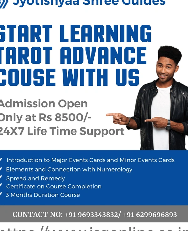 Tarot Card Advance COURSE - Wisdom, 3 Months Duration , We will teach through Zoom and Google Meet