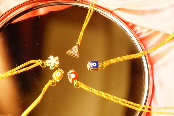 Charm Necklace  - yellow , white , multicolor,  baby blue , 1