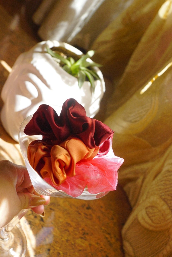 Bloody Orange Cocktail Combo - wine red , caramel,  organza pink, M