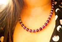 Amethyst Semi Precious Stone Necklace Set - purple