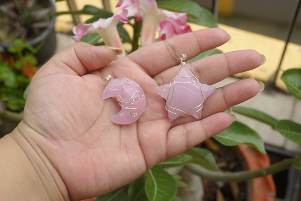 Rose Quartz , Opalite Pendent  - opalite stone