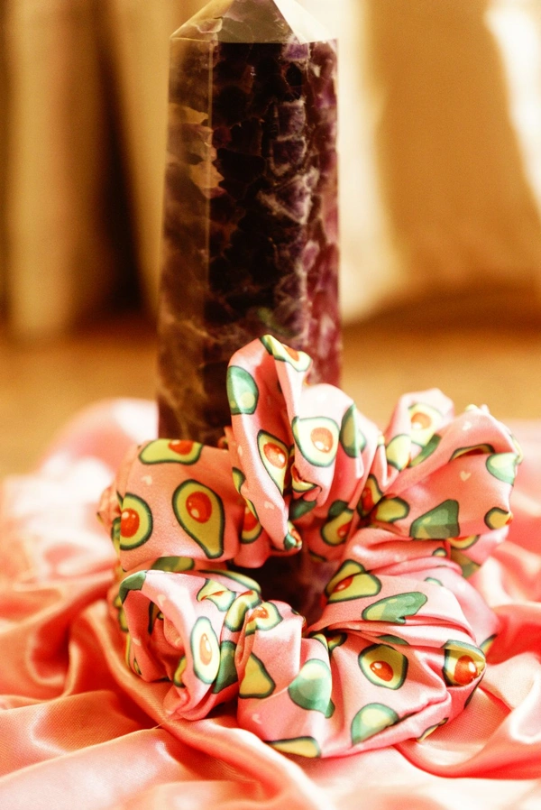 XL JAPANESE SATIN SCRUNCHIES  - avocado print, xl