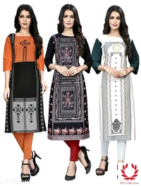 Women's Printed White Crepe Kurti - Multi colour's Kurtis, M, L, XL, XXL, XXXL, 4XL