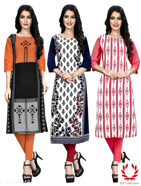 Women's Printed White Crepe Kurti - Multi colour's Kurtis, M, L, XL, XXL, XXXL, 4XL