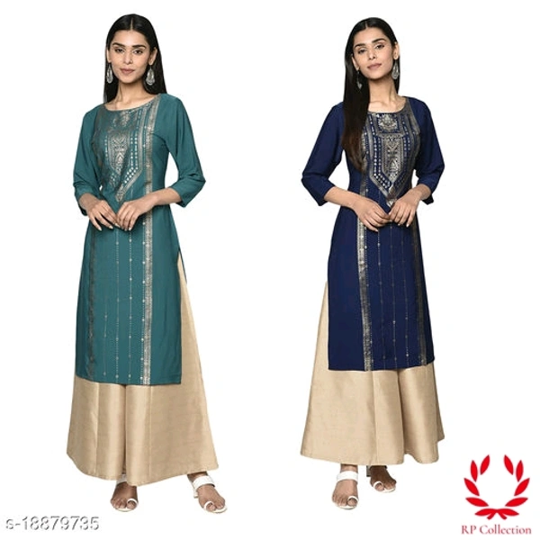 Catalog Name:*Women Crepe Straight Gold Printed Kurtis - Multi colour's Kurtis, S, L, M, XL, XXL