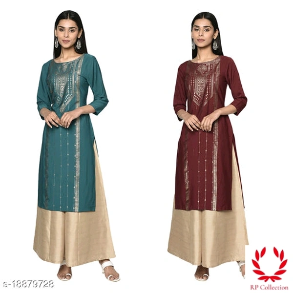 Catalog Name:*Women Crepe Straight Gold Printed Kurtis - Multi colour's Kurtis, S, L, M, XL, XXL