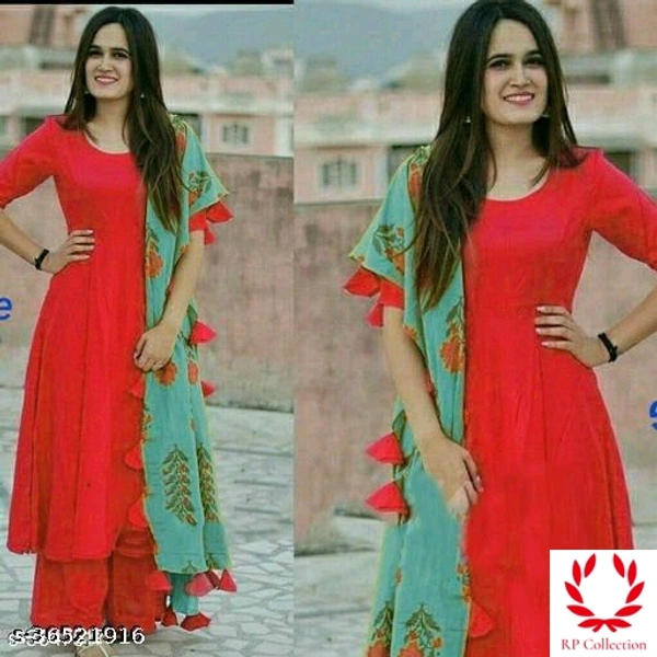 Catalog Name:*Women Rayon Flared Solid Long Kurti With Palazzos And Dupatta* - all Colours, S, L, M, XL, XXL, XXXL, 4XL