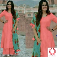 Catalog Name:*Women Rayon Flared Solid Long Kurti With Palazzos And Dupatta* - all Colours, S, L, M, XL, XXL, XXXL, 4XL