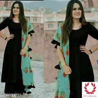 Catalog Name:*Women Rayon Flared Solid Long Kurti With Palazzos And Dupatta* - all Colours, S, L, M, XL, XXL, XXXL, 4XL