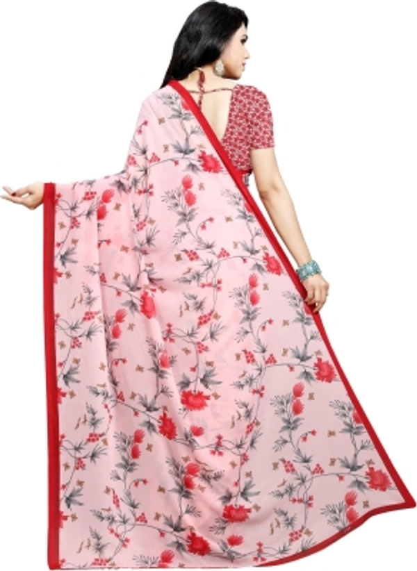 kashvi sarees Floral Print Daily Wear Georgette - Pink saree, Free size