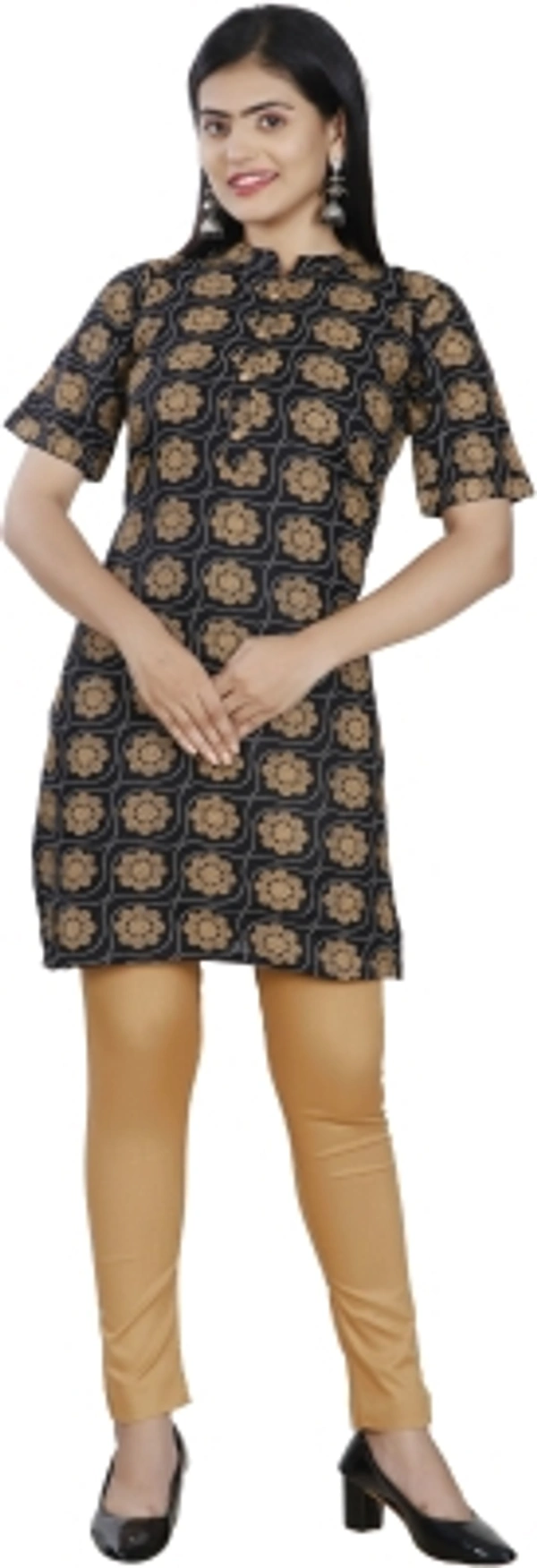Women Printed Kurtis - S, L, M, XL, XXL, Color: BLACK, DARK GREEN, MAROON