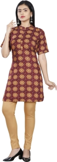 Women Printed Kurtis - S, L, M, XL, XXL, Color: BLACK, DARK GREEN, MAROON