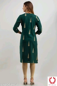 TARAVALI printed rayon Kurta - Sizes: S, XL, L, M, XXL, Green colour