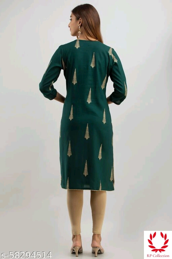 TARAVALI printed rayon Kurta - Sizes: S, XL, L, M, XXL, Green colour