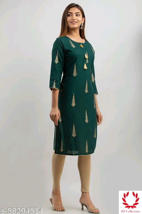 TARAVALI printed rayon Kurta - Sizes: S, XL, L, M, XXL, Green colour
