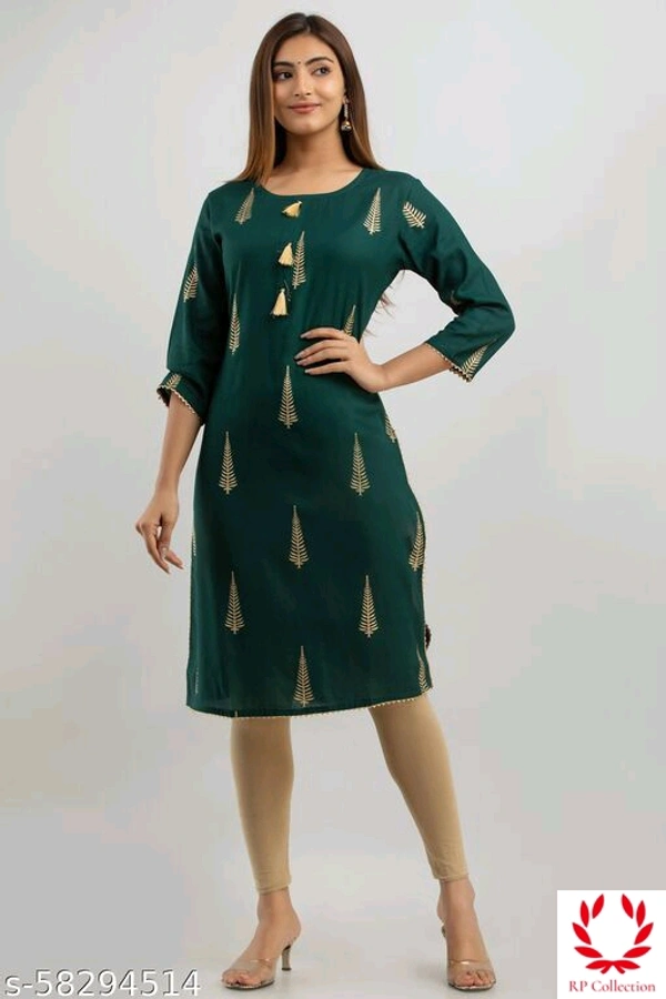 TARAVALI printed rayon Kurta - Sizes: S, XL, L, M, XXL, Green colour