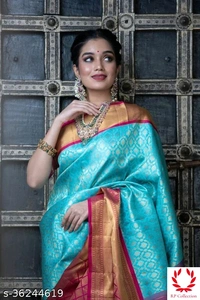 Beautiful Designer Kanjeevaram silk Saree with Blouse piece for WomenSaree  - all Colours, Free size
