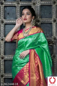 Beautiful Designer Kanjeevaram silk Saree with Blouse piece for WomenSaree  - all Colours, Free size