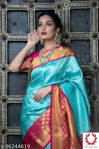 Beautiful Designer Kanjeevaram silk Saree with Blouse piece for WomenSaree  - all Colours, Free size