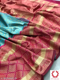 Beautiful Designer Kanjeevaram silk Saree with Blouse piece for WomenSaree  - all Colours, Free size