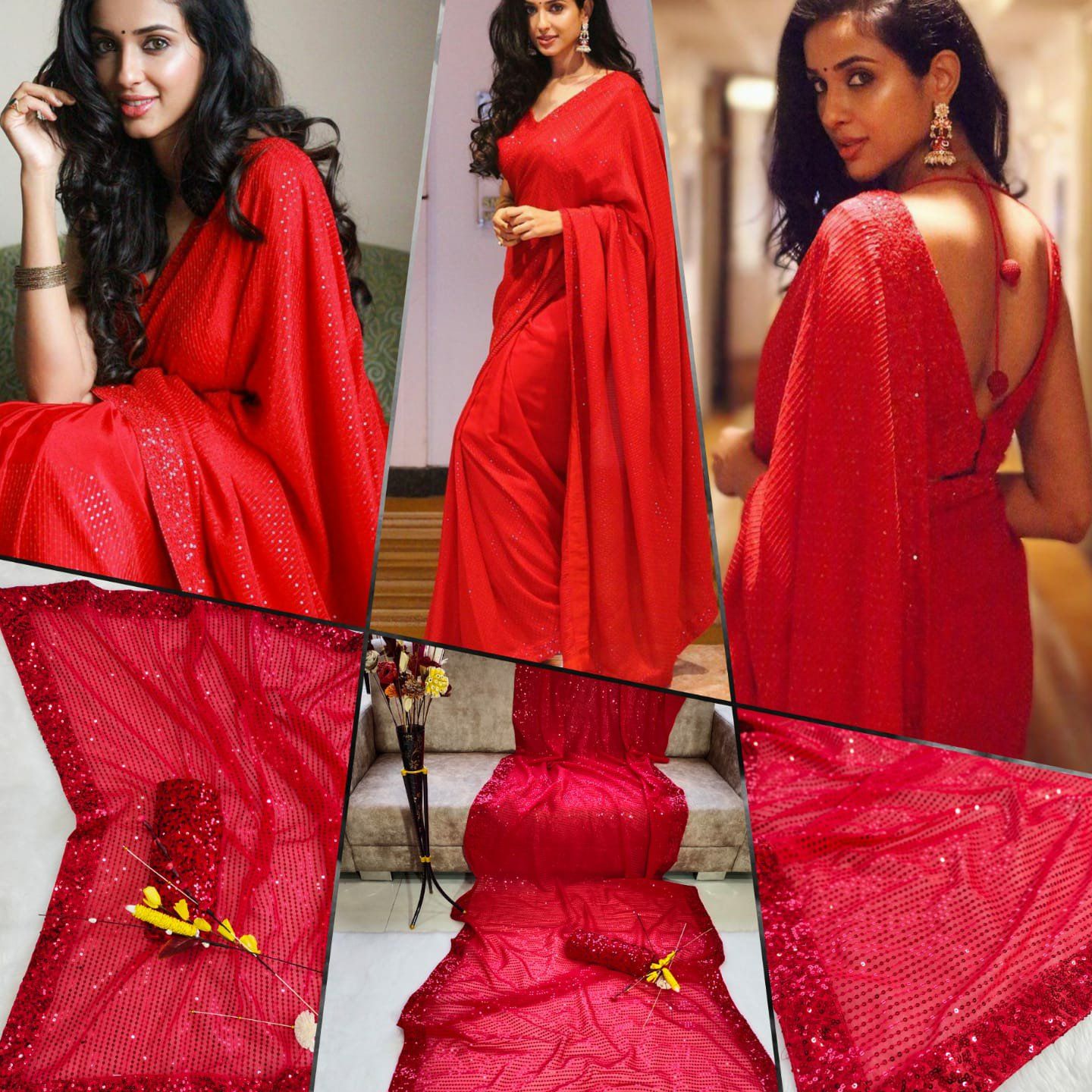 Ethnicside Wedding Red Georgette Saree at Rs 500 in Surat | ID: 25275378688