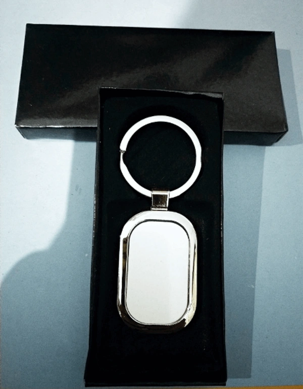 Chrome Metal Key Ring (Original) - Chrome, Rectangle with Round Corner 