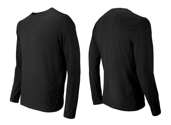 Black Full Sleeve T-shirt- Both Side Print - L, Black