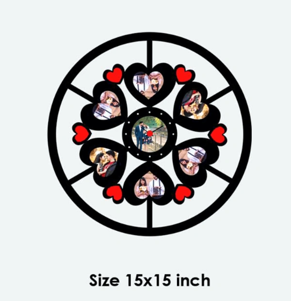 Wooden Wall Clock Frame- Love Heart - 15x15 Inch, 7