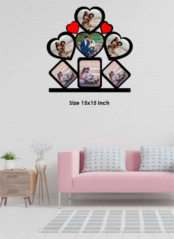 Wooden Wall Frame 7 Pics (Design-1) - 15x15 Inch, 7