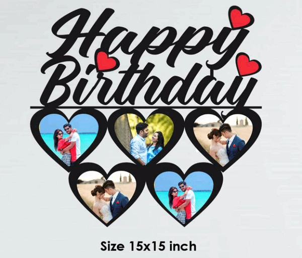 Wooden Wall Frame 5 Pics (Design-2) - 15x15 Inch, 5