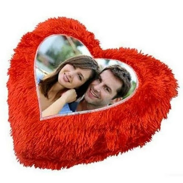 Valentine Special Red Fur Cushion Heart Shape - Heart Shape, Red